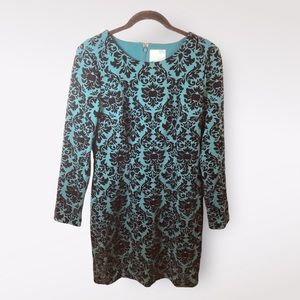 CeCe by Cynthia Steffe Women’s Dress Midi Size 8 Blue Black Jacquard Formal